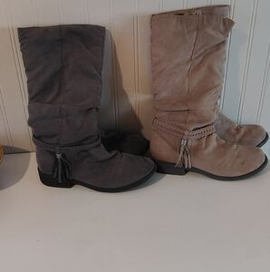 Girls Size 5 Zip Up Suade Slouch Boots
